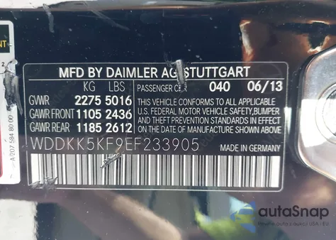 2014 Mercedes-Benz E 350 z USA, uszkodzony, nr VIN WDDKK5KF9EF233905